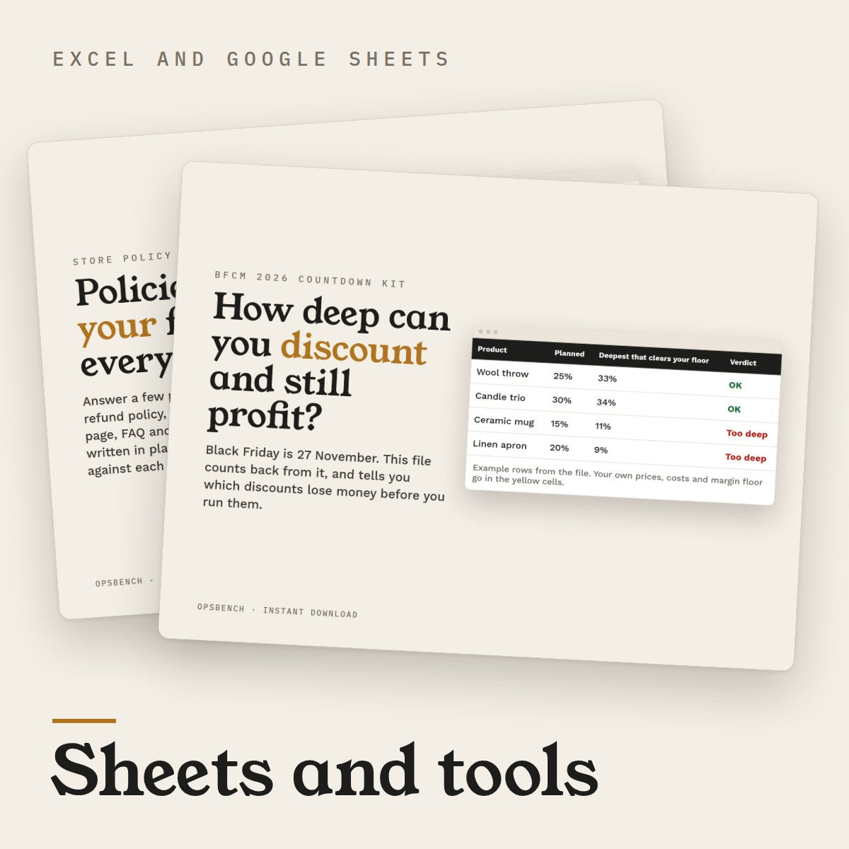 Opsbench spreadsheets and tools