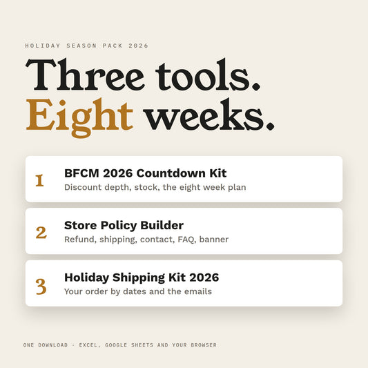 Holiday Season Pack 2026: three tools for the eight weeks before Black Friday